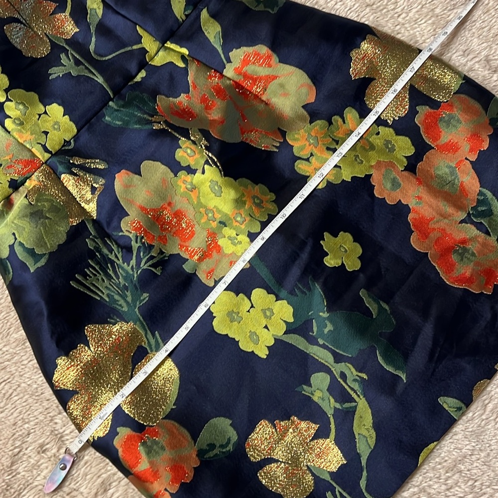 LULU’S “So Stunning Navy Blue Floral Jacquard Puff Sleeve Mini Dress” - Picture 16 of 16